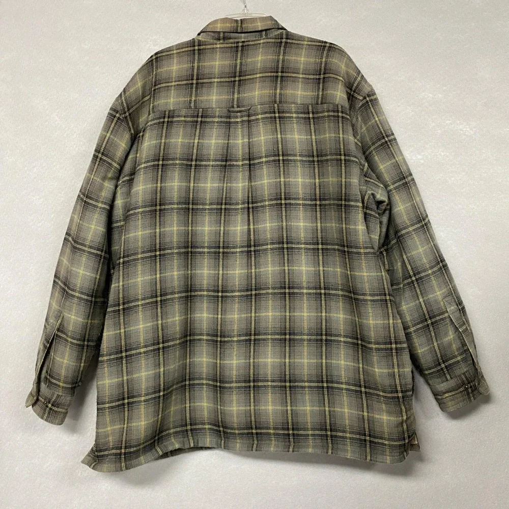 Wolverine Mens XXL Jacket Gray Plaid Fleece Lined Flannel Shacket Zip Up Warm